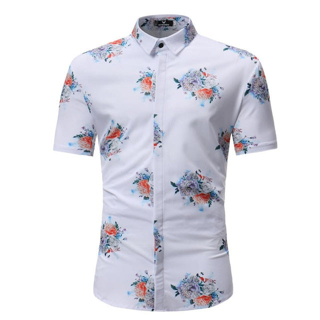 Men's Summer Palm Tree Print Beach Hawaiian Shirt
