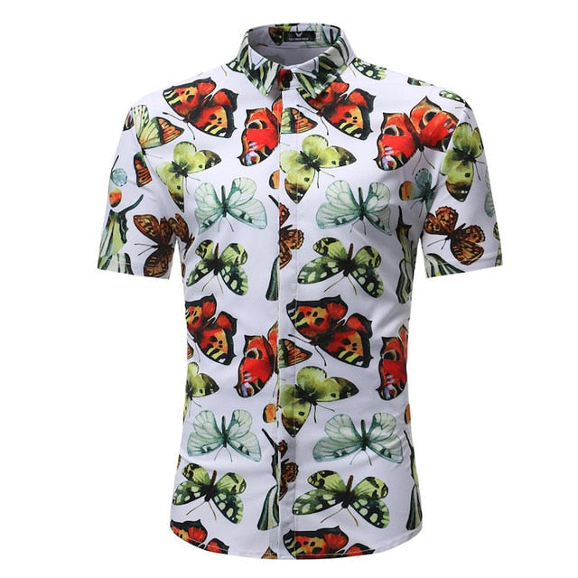 Men's Summer Palm Tree Print Beach Hawaiian Shirt