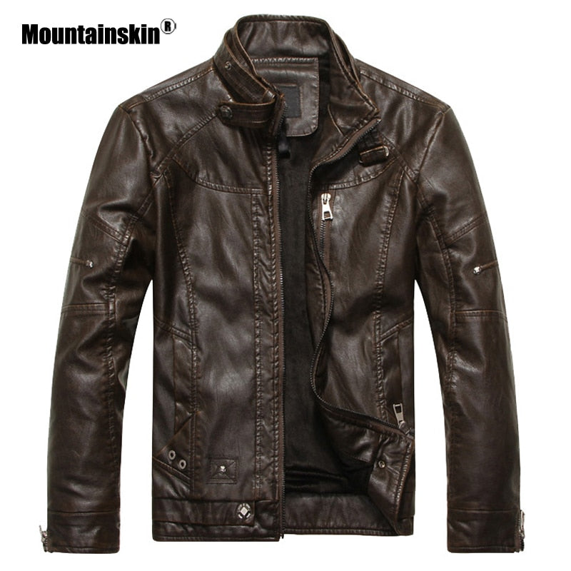 Mountainskin New Men's Leather Jackets Motorcycle PU Jacket Male Autumn Casual Leather Coats Slim Fit Mens Brand Clothing SA562