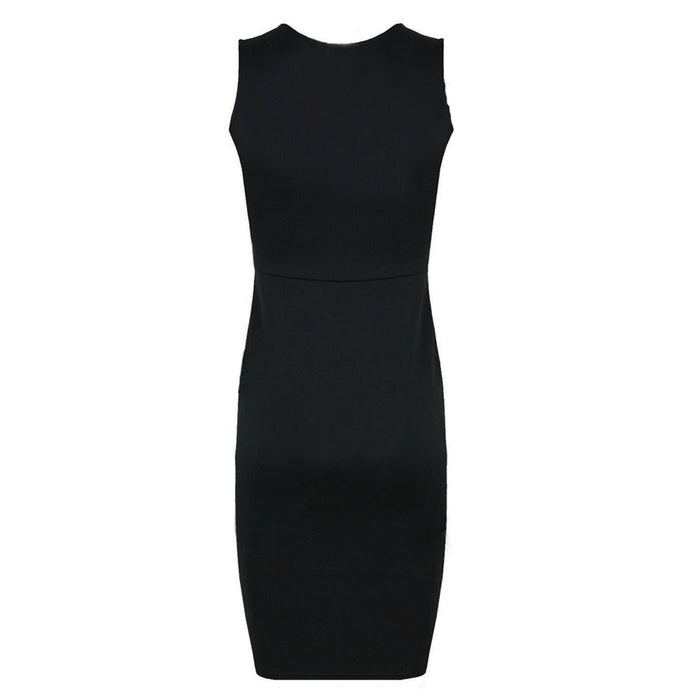 Elegant Slim Faux Leather Splice Dress