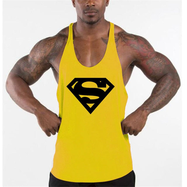 New Arrivals Bodybuilding stringer tank top Superman Gyms sleeveless shirt men Fitness Vest Singlet sportswear workout tanktop