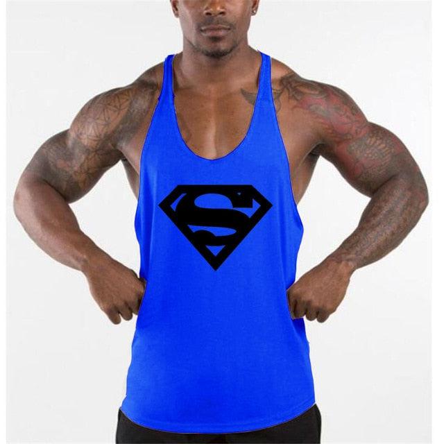 New Arrivals Bodybuilding stringer tank top Superman Gyms sleeveless shirt men Fitness Vest Singlet sportswear workout tanktop