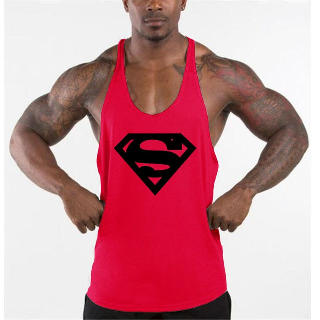 New Arrivals Bodybuilding stringer tank top Superman Gyms sleeveless shirt men Fitness Vest Singlet sportswear workout tanktop