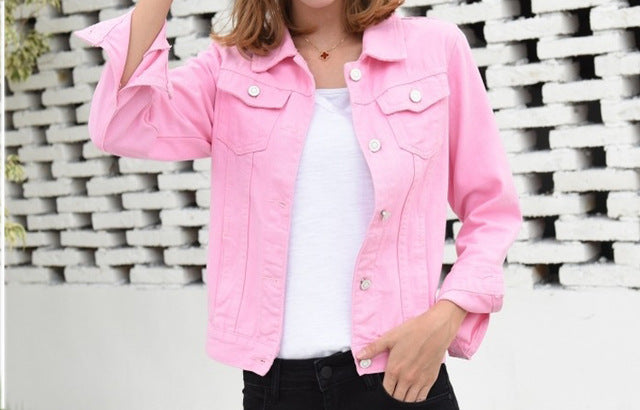 Candy Color Casual Short Denim Jacket