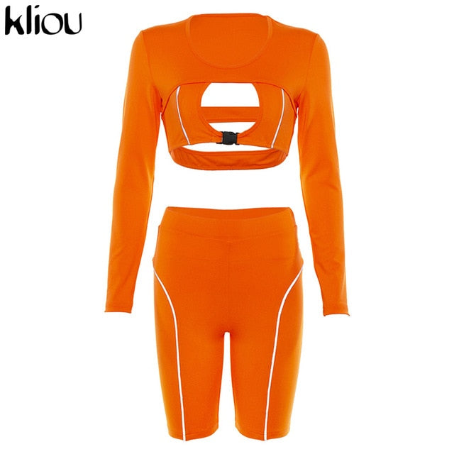 Crop Top w/shorts Tracksuit Set