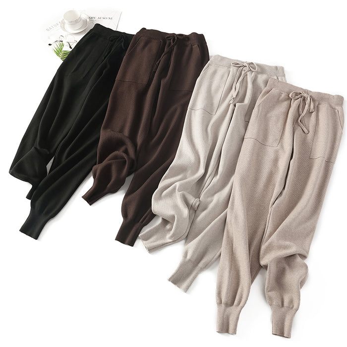 Women Elastic Waist Drawstring Trousers