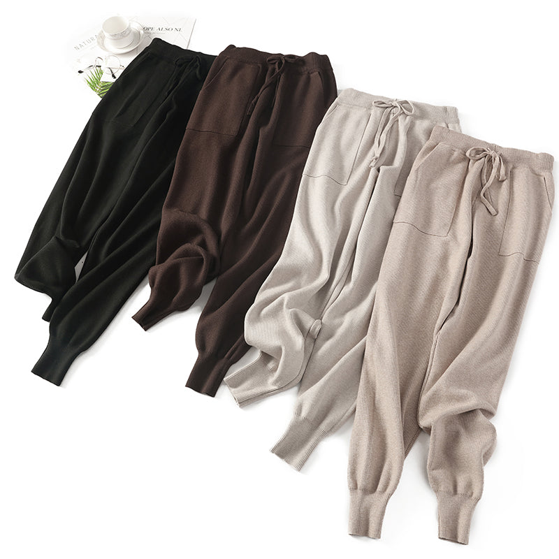 Women Elastic Waist Drawstring Trousers