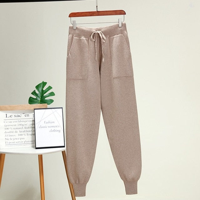 Women Elastic Waist Drawstring Trousers