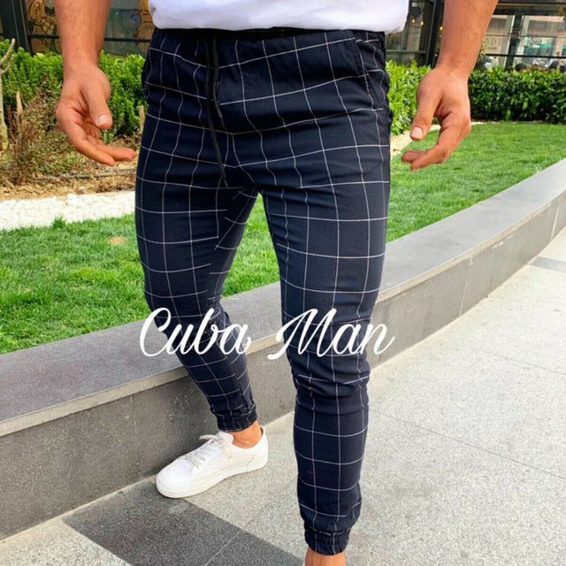 Men's Plaid Straight Leg Casual Pants