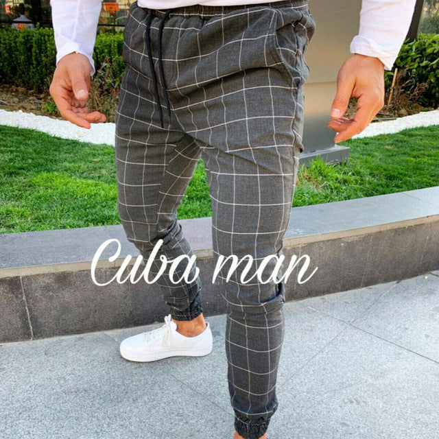 Men's Plaid Straight Leg Casual Pants